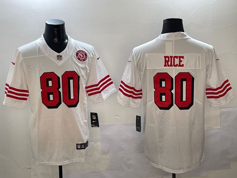 Men San Francisco 49ers #80 Rice White Throwback 2024 Nike Limited NFL Jersey style 01043